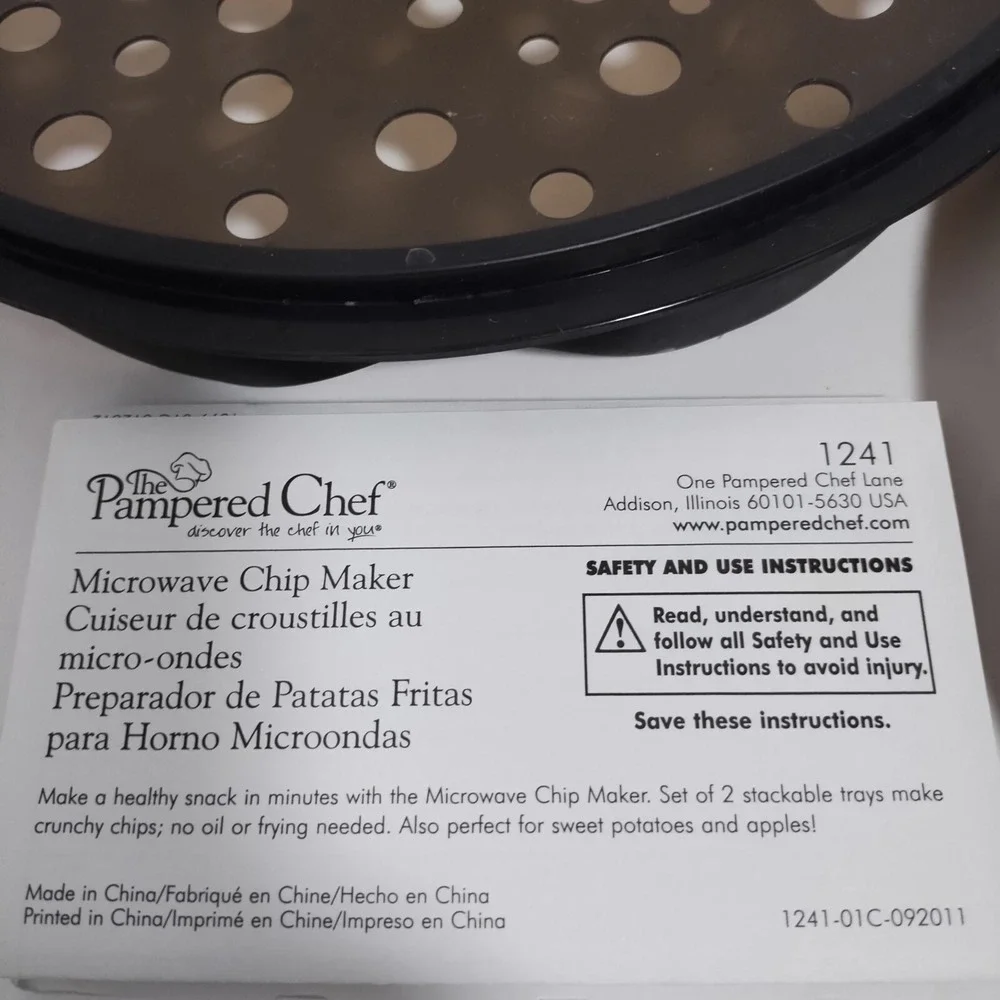 The Pampered Chef Microwave Chip Maker 1241 Veggies‎ No Oil Cooking Healthy 2 pc